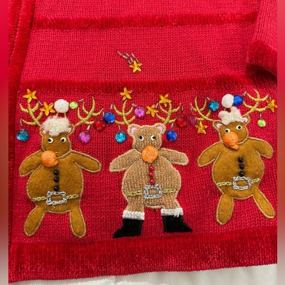 Quacker Factory VTG ZipUp Reindeer Cardigan Sweater Ugly Christmas Grannycore SM - Picture 5 of 14
